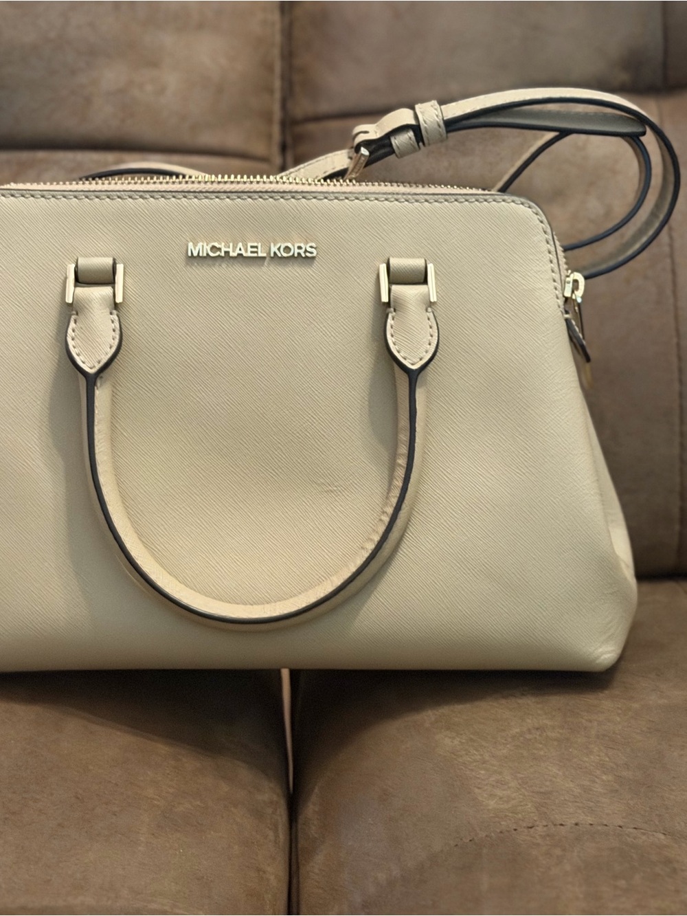 Michael Kors Light Cream Saffiano Leather Shoulder Bag